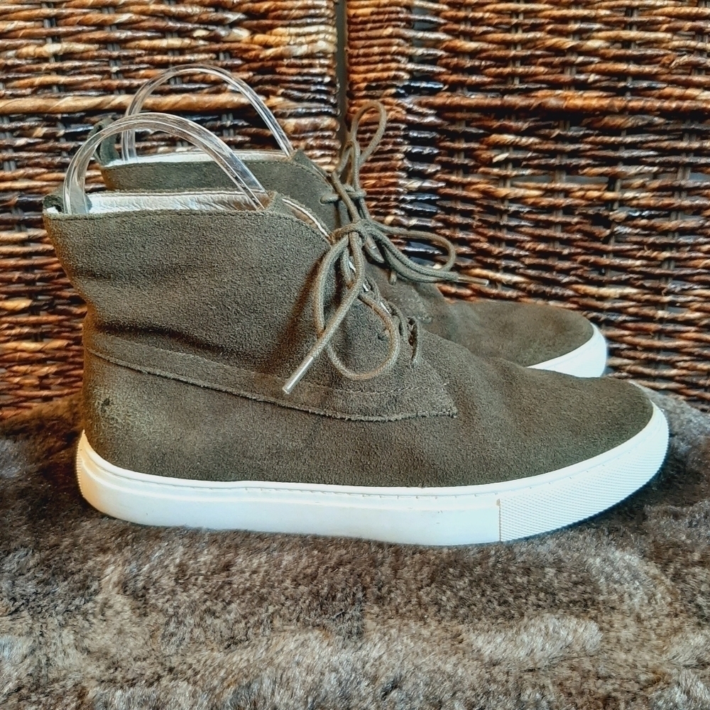 Kenneth Cole Womens Shoes Kingwood Suede Leather Sneakers Chukka Olive Green 5.5